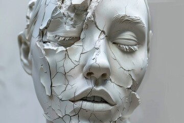 Poster - Detailed sculpture of a woman's face, perfect for art projects