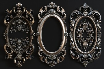 Poster - Elegant silver frames on dark backdrop, perfect for showcasing photos or artwork