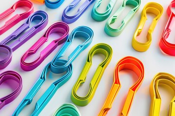 Poster - Close up of colorful paper clips. Perfect for office supplies concepts