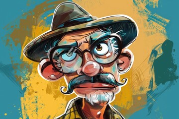 Poster - A man wearing a stylish hat and a mustache. Perfect for fashion or vintage-themed designs