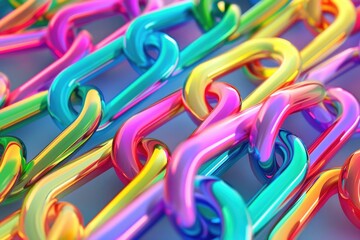 Poster - Colorful chains in close up view. Ideal for industrial concepts