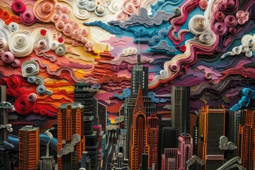Poster - Cityscape made out of paper, ideal for architectural projects