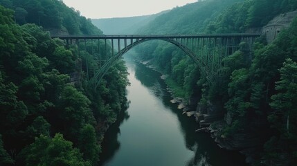 Poster - A scenic bridge over a calm river, perfect for nature-themed designs