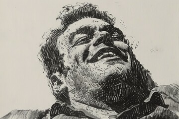 Aufkleber - A drawing of a man with his eyes closed. Suitable for various design projects