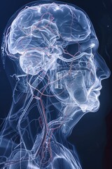 Poster - Detailed close up of a human head and brain. Perfect for medical or scientific concepts