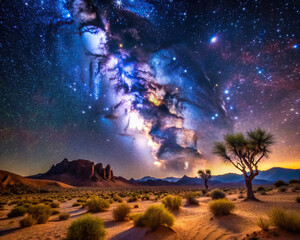 a desert night illuminated by a blanket of stars, evoking a sense of awe and reverence for the natur