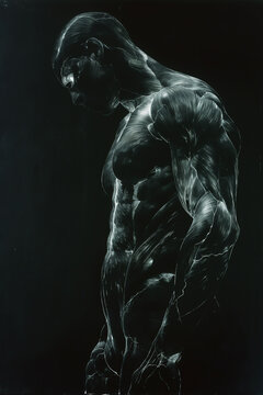 Electrical energy flows through human muscles. ,X-ray image of the human body