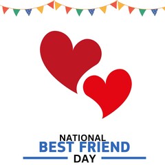 Wall Mural - National Best Friends Day. Holiday concept. Template for background, banner, card, poster with text inscription. Vector illustration. June