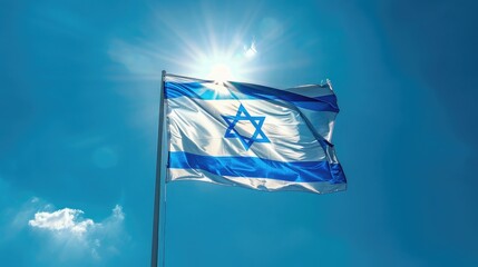 Wall Mural - banner background of Israel Independence Day theme banner design for microstock, no text, and wide copy space, [A group of diverse people holding Israeli flags and smiling, representing unity