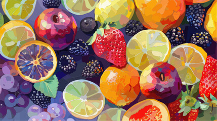 background of various fruits and berries