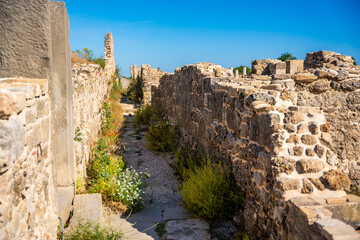 Poster - Ruins of Agora, ancient city in Side in sunny summer day, Turkey