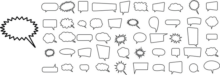 Poster - Set of Dialogue balloon sticker editable stock. Talk bubble speech icons. Chat in line symbols template. Blank empty bubble vectors illustrations designs elements silhouette on transparent background.
