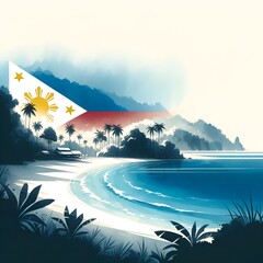 Wall Mural - Watercolor illustration for Philippines Independence Day.