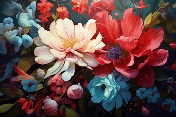 Wall Mural - A digital painting that highlights the beauty of botanicals and flowers.