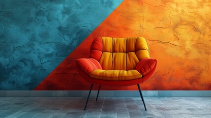 Canvas Print - Modern couch against colorful abstract wall