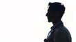 © Generative AI - Silhouette of male doctor with stethoscope on white background : Generative AI