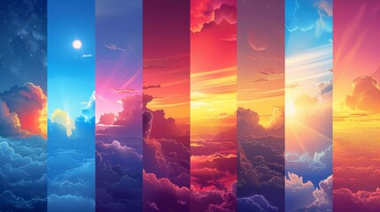 Wall Mural - Sky Gradients Weather: An illustration showing the changing gradient of colors in the sky during different weather conditions