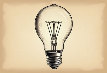 Poster - Electric bulb, sketch vintage illustration