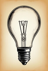 Wall Mural - Electric bulb, sketch vintage illustration