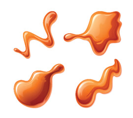 Wall Mural - red sauce splashes set isolated on white background. vector cartoon illustration of tomato ketchup, 