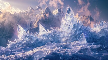 Mountains snow wintertime ice crystals beautiful landscapes