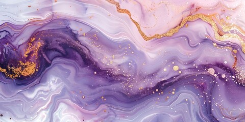 Wall Mural - Beautiful White and Pastel Liquid Swirls with Gold Glitter. Luxurious Acrylic Pour Background.