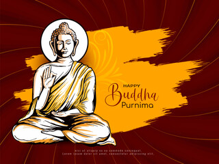 Sticker - Happy Buddha Purnima cultural Indian festival background illustration