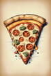 Pizza, sketch vintage illustration