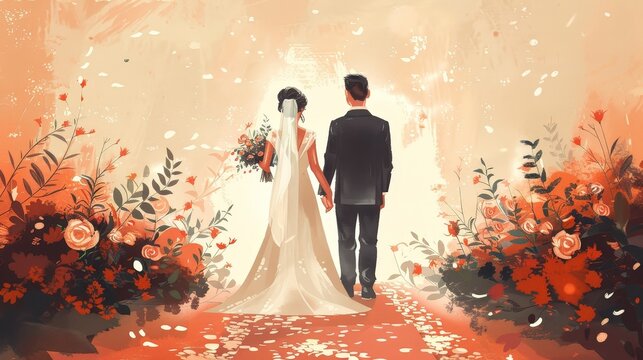 Luxurious Wedding Ceremony Illustration