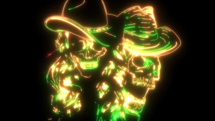 Poster - neon animation of woman and man cowboy