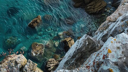 Bird s eye view of rocks and sea