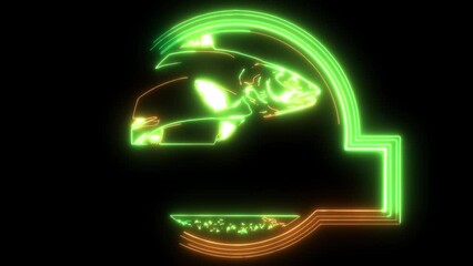 Poster - neon animation of Salmon Fish