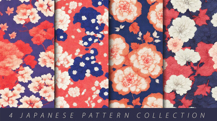 Japan traditional japanese oriental seamless fabric print pattern texture design.abstract chinese retro vintage ornament decoration kimono paper art textile background wallpaper vector illustration.