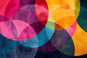 Poster - Colorful circles overlap on a dark backdrop, creating a dynamic and eye-catching abstract composition