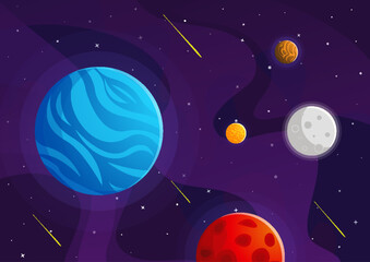 Wall Mural - Space cartoon background. Cute design for landing