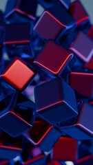 Fototapete - Abstract, neon lines and shapes depicting a virtual gallery.	