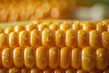 Canvas Print - yellow corn texture, symmetrical composition, macro photography style