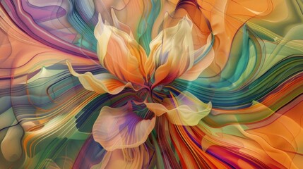 Aufkleber - Vibrant Abstract Floral Whirl in Dynamic Colors