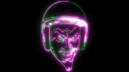 Sticker - neon animation of devil head mascot