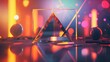 © RocknRoller Studios - Creative 3D Background with Glossy Geometric Shapes. Vibrant Coloured Wallpaper.