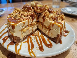 Canvas Print - Banana Caramel Peanut Butter Cheesecake