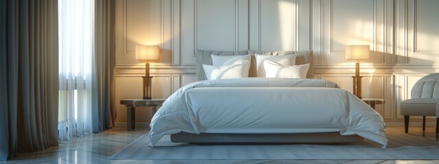 Wall Mural - A clean bed room, empty hotel or accommodation symbol.