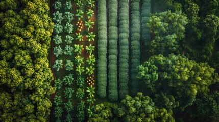 Wall Mural - Aerial view of a farm with a focus on logistics and export of organic vegetables