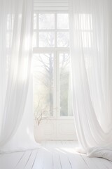 Soft light through white curtains in room