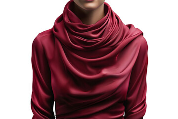 A female shirt with a cowl neckline in the middle of its journey isolated on transparent background, png file