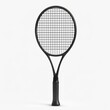 © keystoker - A black tennis racket set against a plain white backdrop