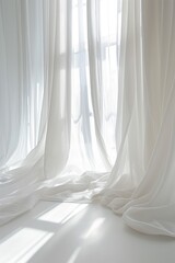 Sticker - Large window with billowing white curtains