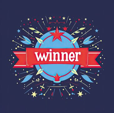 Victory vibes. Retro style winner banner design with eye catching burst elements playful typography and vintage aesthetic ideal for celebrating success achievements and winning moments in games