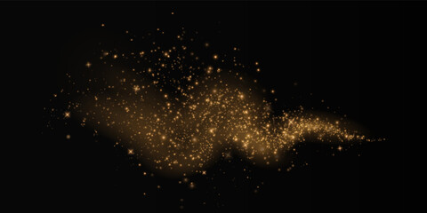 Wall Mural - magic golden wind png festive isolated on transparent background. golden comet png with sparkling st