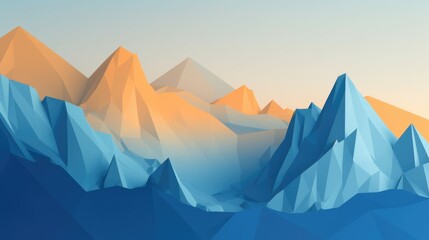 A low poly render of a mountain range in the style of 'Monument Valley' AIG51A.